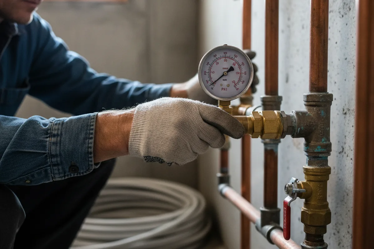 Pressure testing a repaired line during Water Line Repair in Catawba